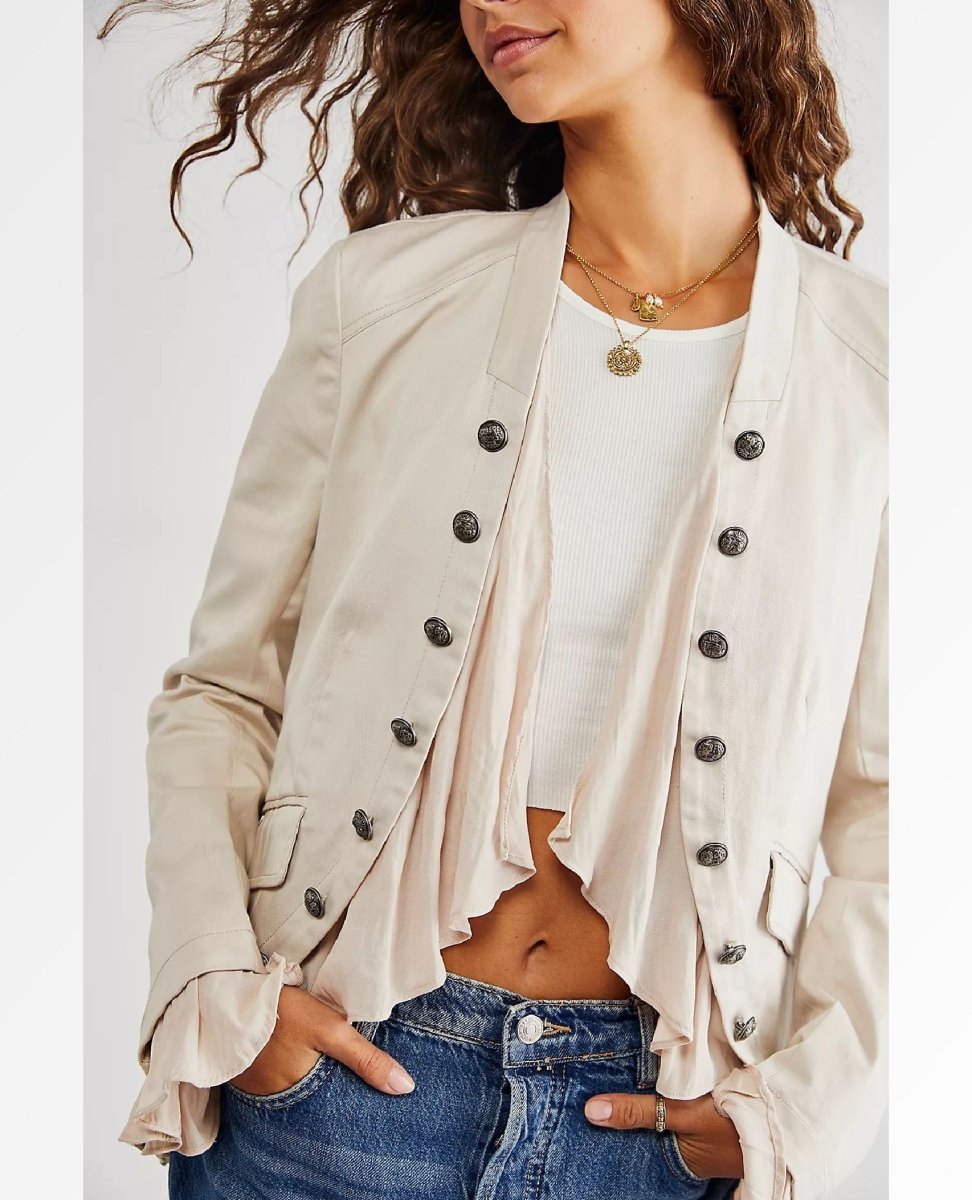 Ruffles Romance Jacket Natural - miamidrugpossession