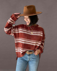 Rust Chenille Striped Sweater - clearpathherbicide