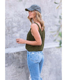 Rustic Ribbed Sweater Tank Top Military - miamidrugpossession