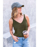 Rustic Ribbed Sweater Tank Top Military - miamidrugpossession