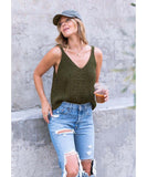 Rustic Ribbed Sweater Tank Top Military - miamidrugpossession