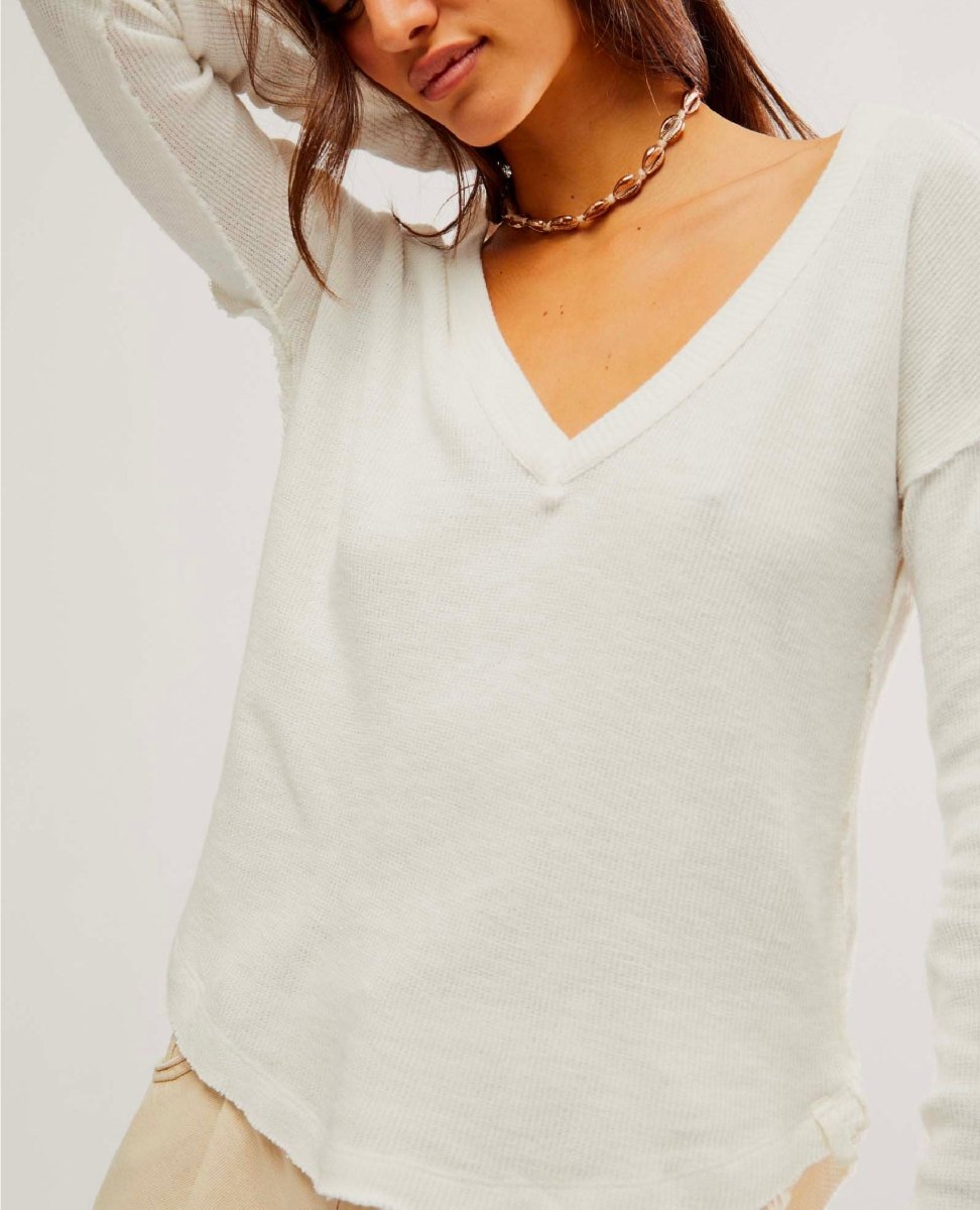 Sail Away Long Sleeve Solid Tee Ivory - miamidrugpossession