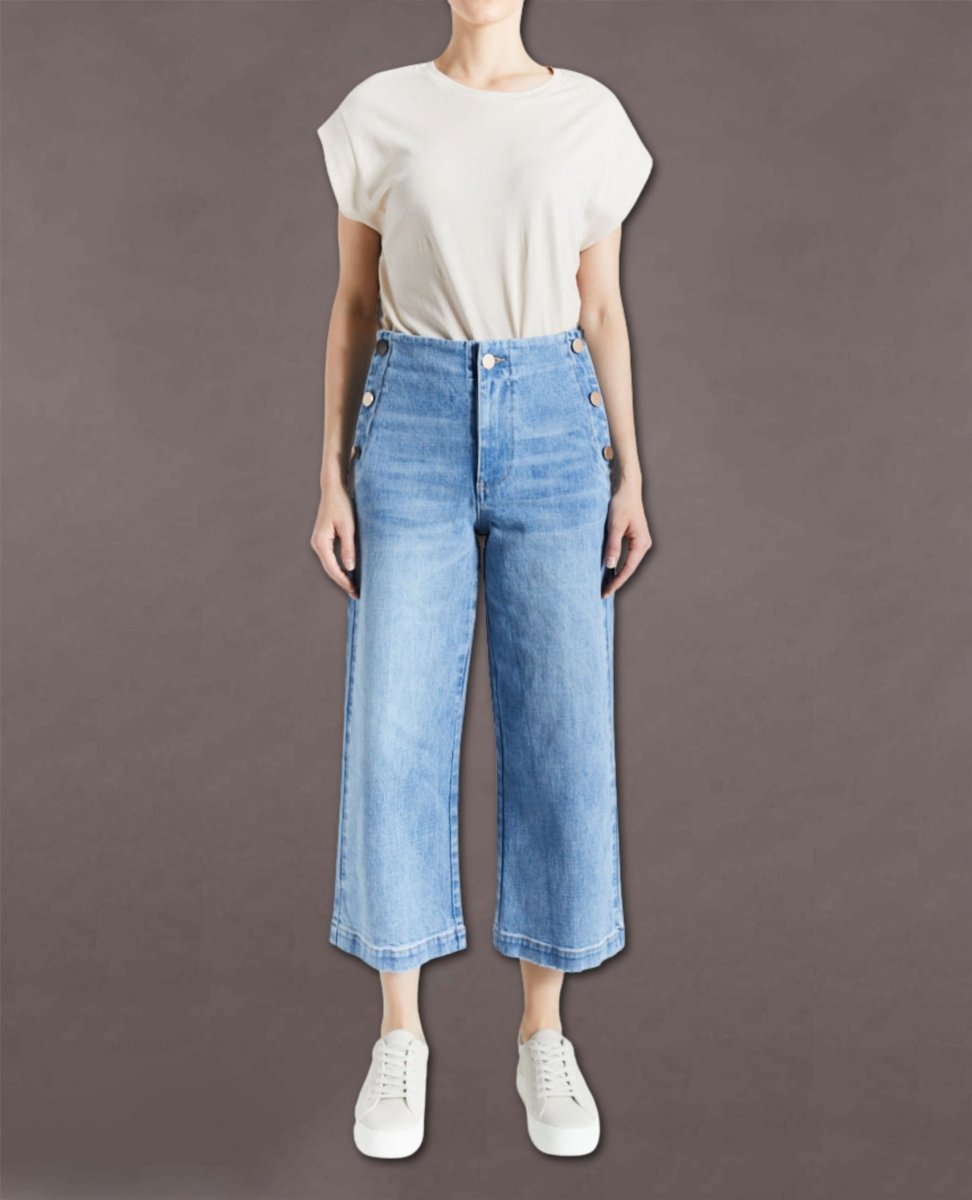 Sailor Wide Leg Crop Jean Medium Wash - miamidrugpossession