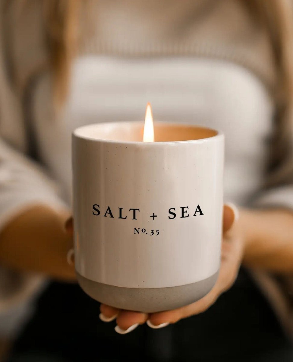 Salt + Sea Soy Candle Stoneware Candle Jar - miamidrugpossession