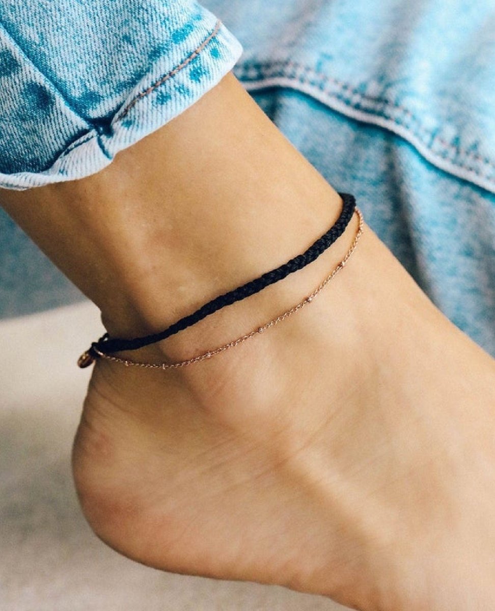 Satellite Chain Anklet Black - PINK ARROWS