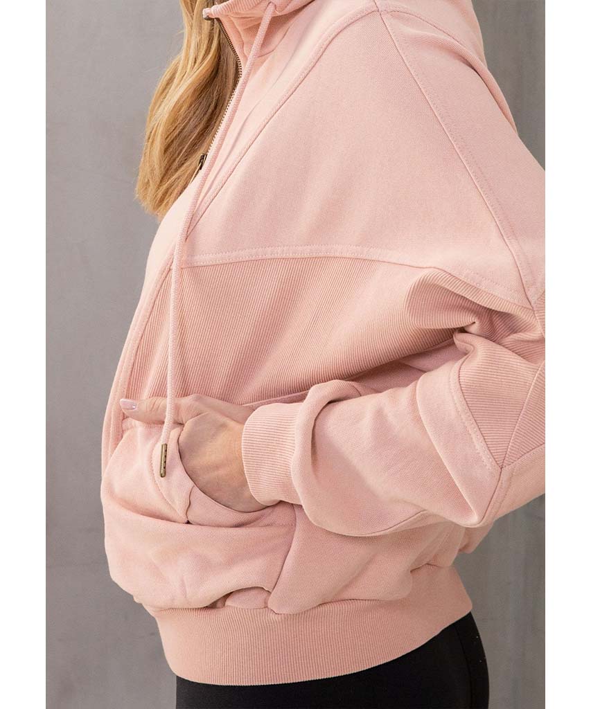 Saturdays Zip - Up Sweatshirt Dirty Pink - miamidrugpossession