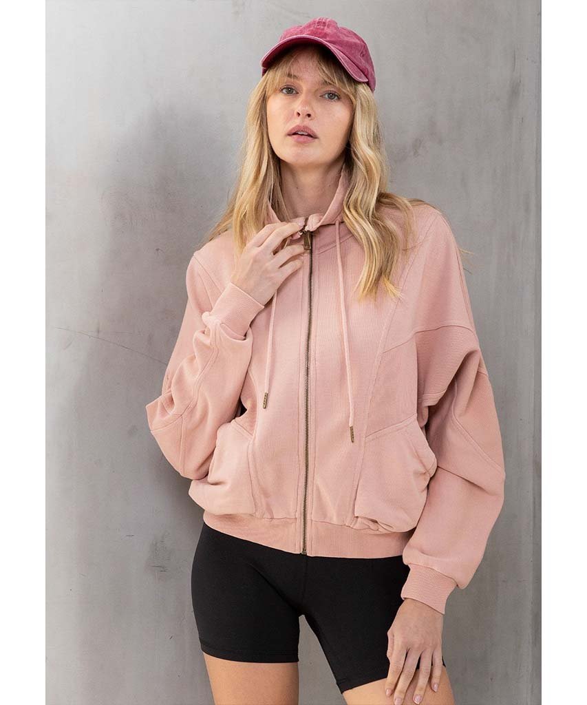 Saturdays Zip - Up Sweatshirt Dirty Pink - miamidrugpossession