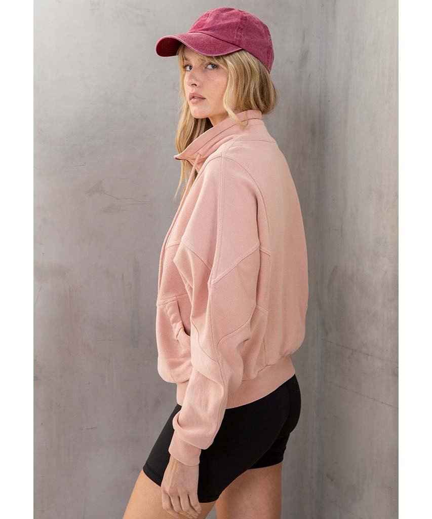 Saturdays Zip - Up Sweatshirt Dirty Pink - miamidrugpossession