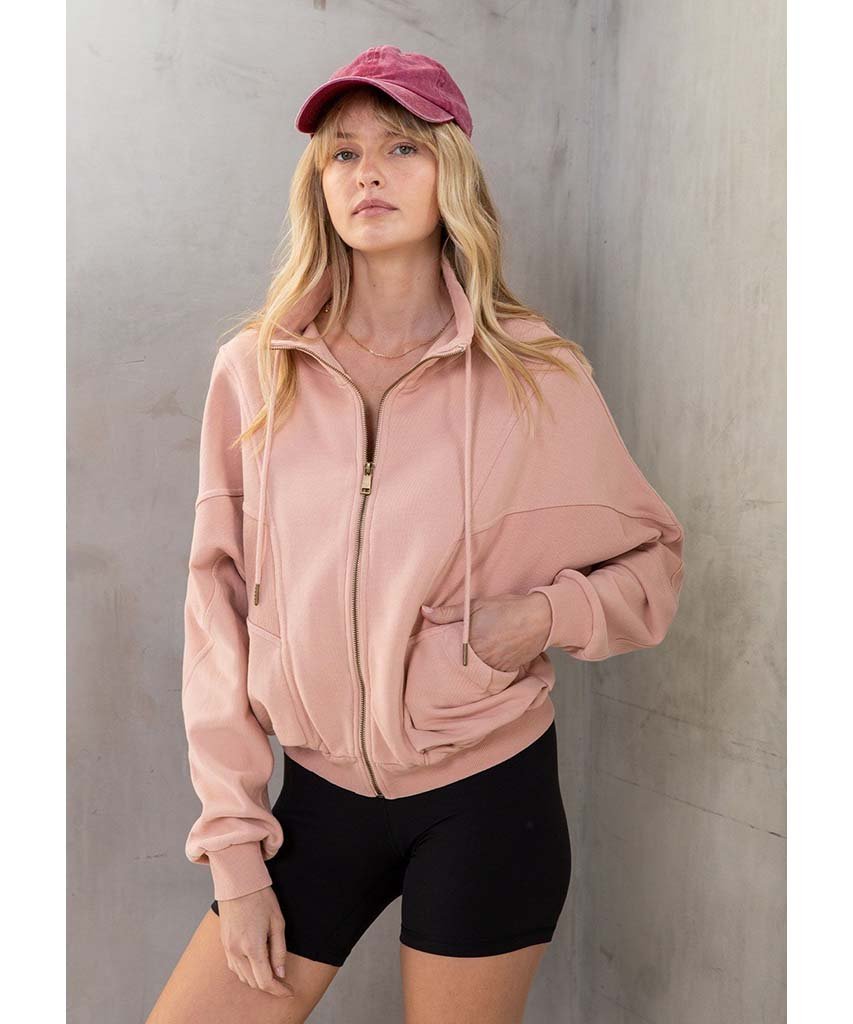 Saturdays Zip - Up Sweatshirt Dirty Pink - miamidrugpossession