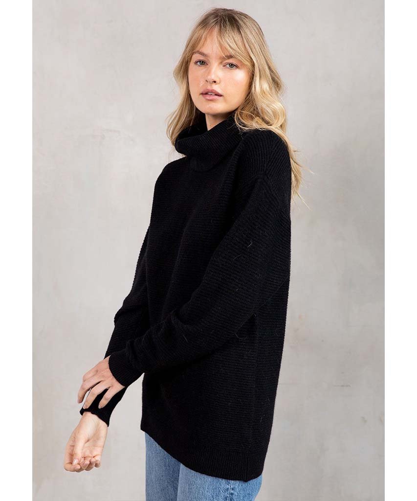 Seasons Slouchy Ribbed Turtleneck Black - miamidrugpossession