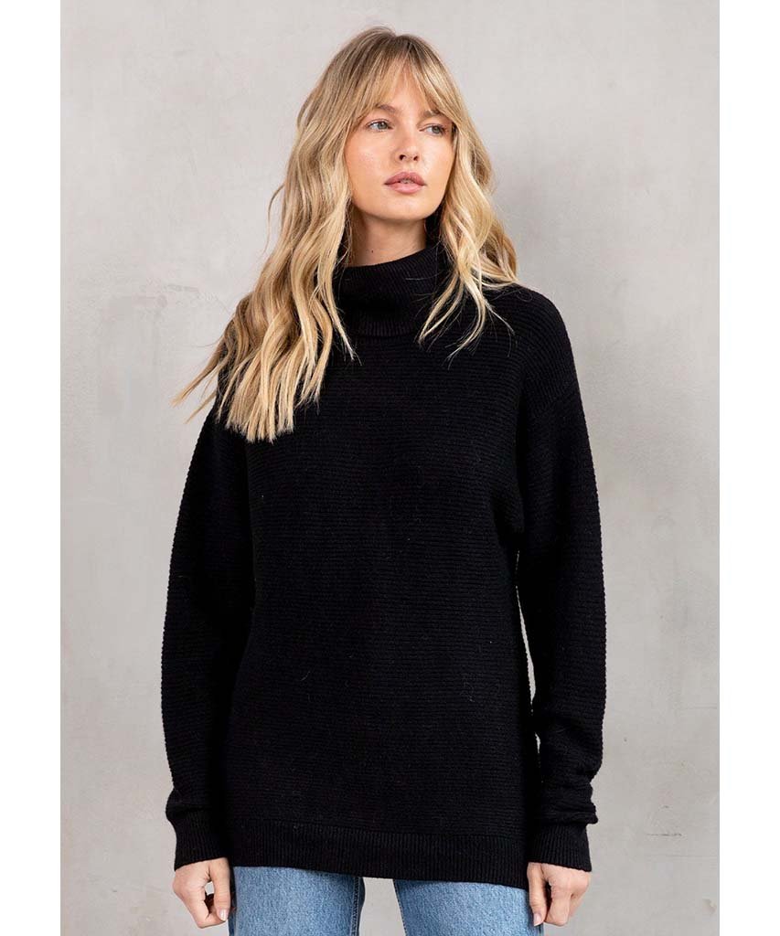 Seasons Slouchy Ribbed Turtleneck Black - miamidrugpossession