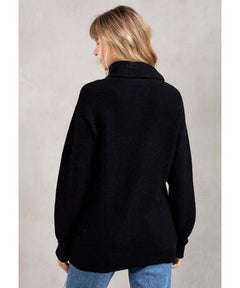 Seasons Slouchy Ribbed Turtleneck Black - clearpathherbicide