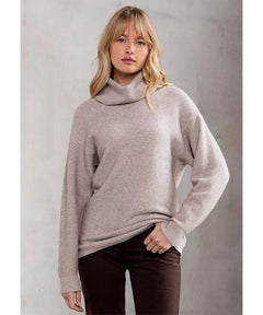 Seasons Slouchy Ribbed Turtleneck Heather Stone - miamidrugpossession