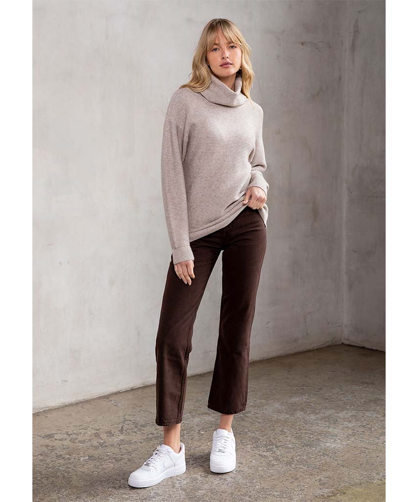 Seasons Slouchy Ribbed Turtleneck Heather Stone - clearpathherbicide