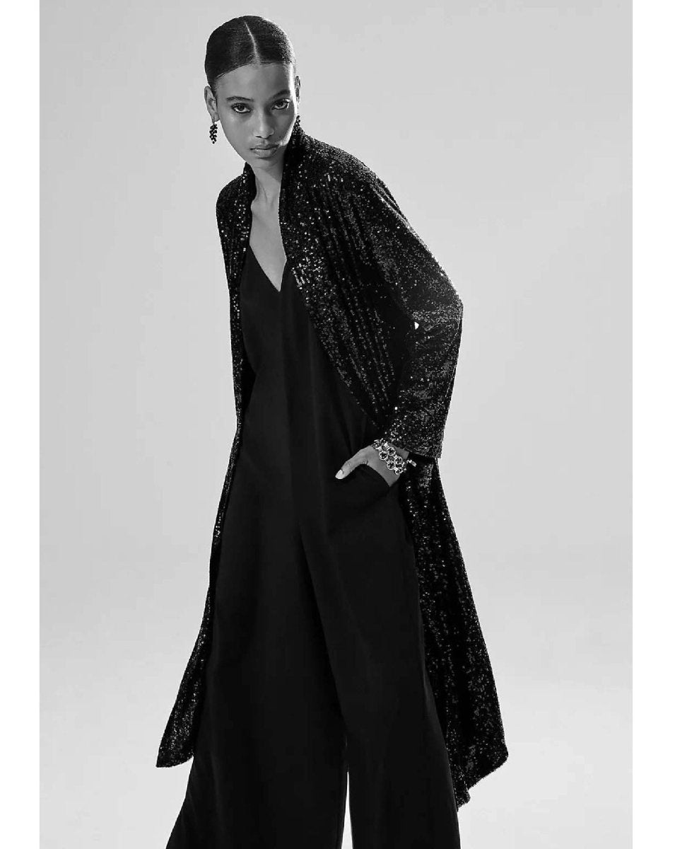 Sequin Show Stopper Duster Black - miamidrugpossession