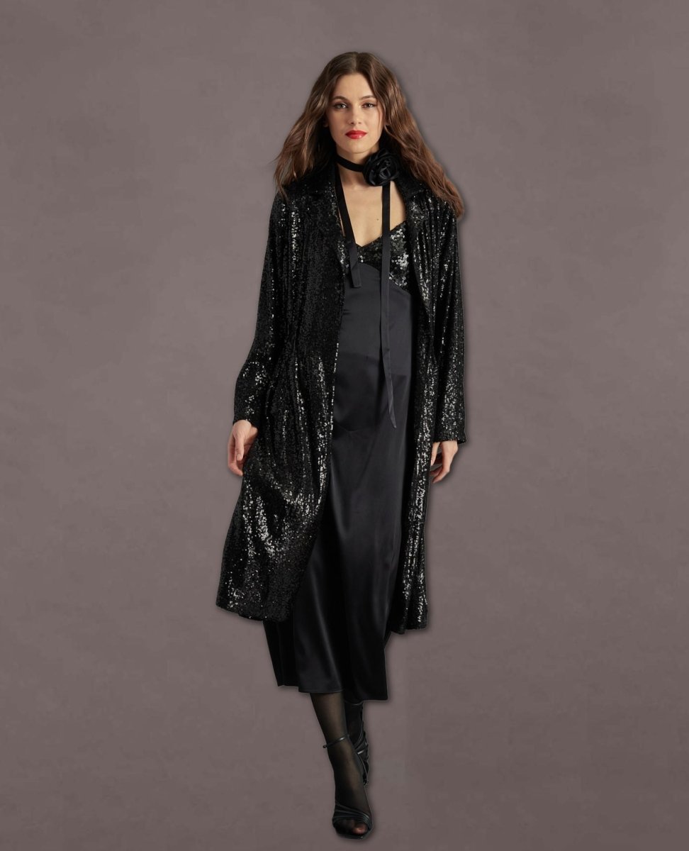 Sequin Show Stopper Duster Black - miamidrugpossession