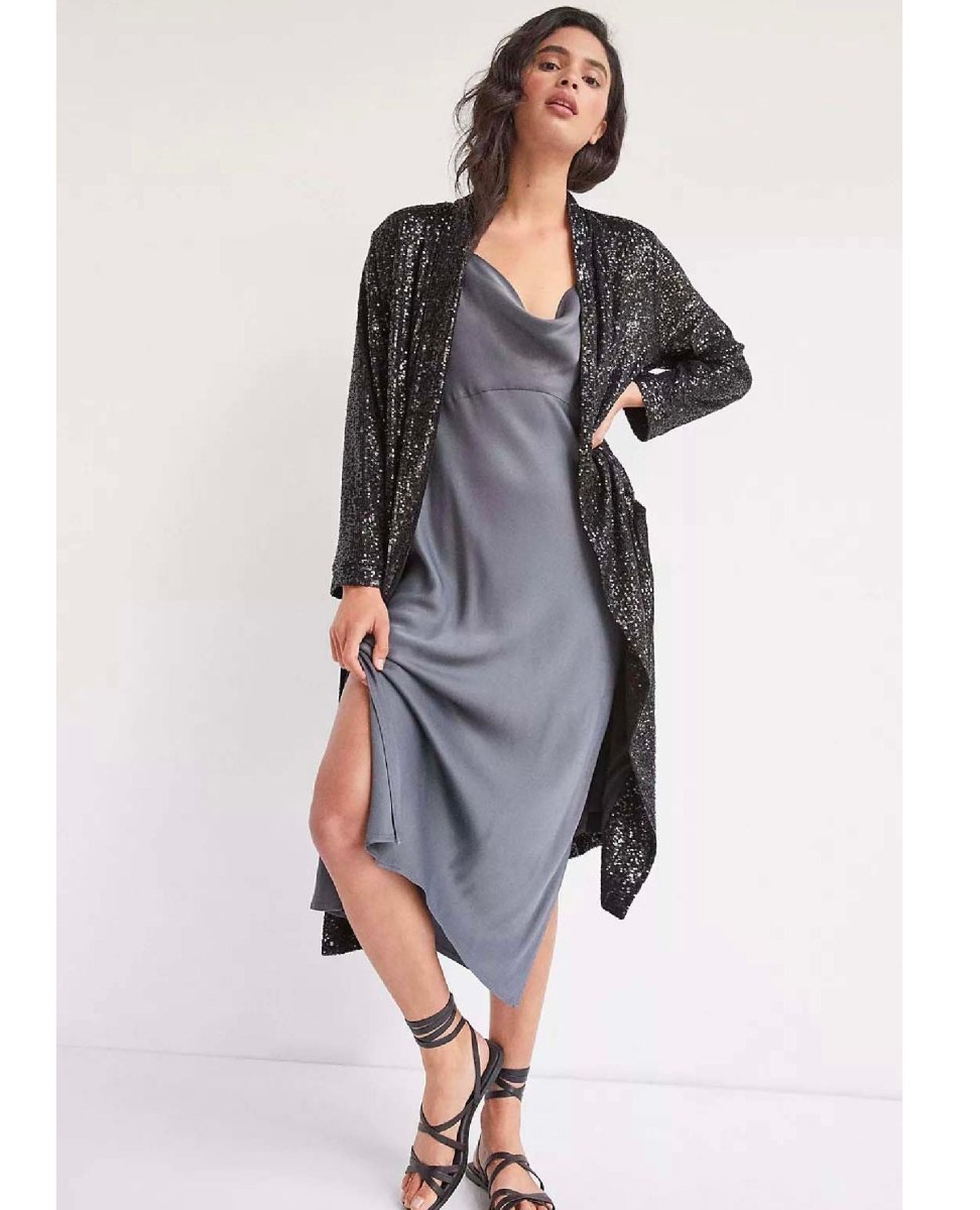 Sequin Show Stopper Duster Black - miamidrugpossession