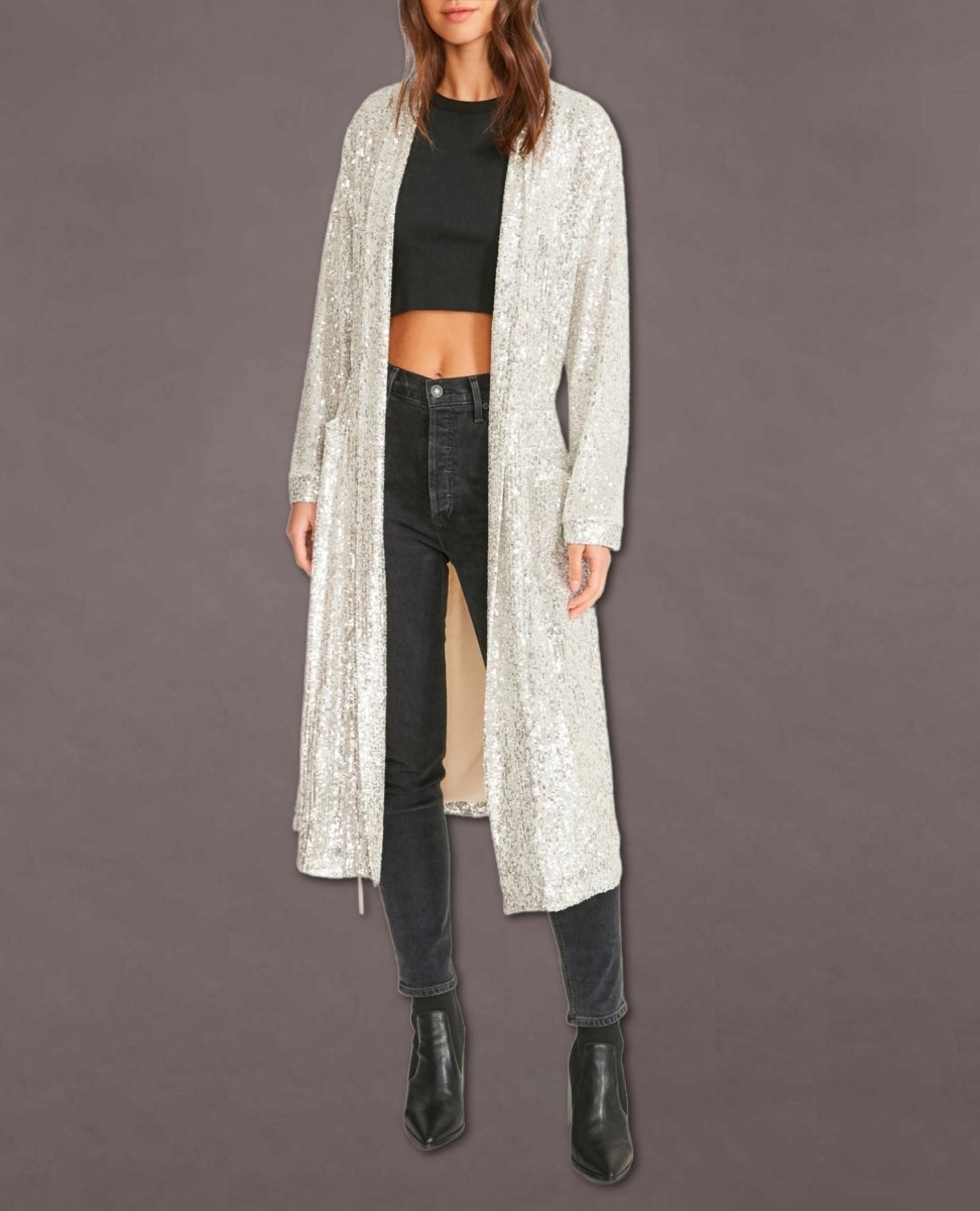 Sequin Show Stopper Duster Silver - miamidrugpossession