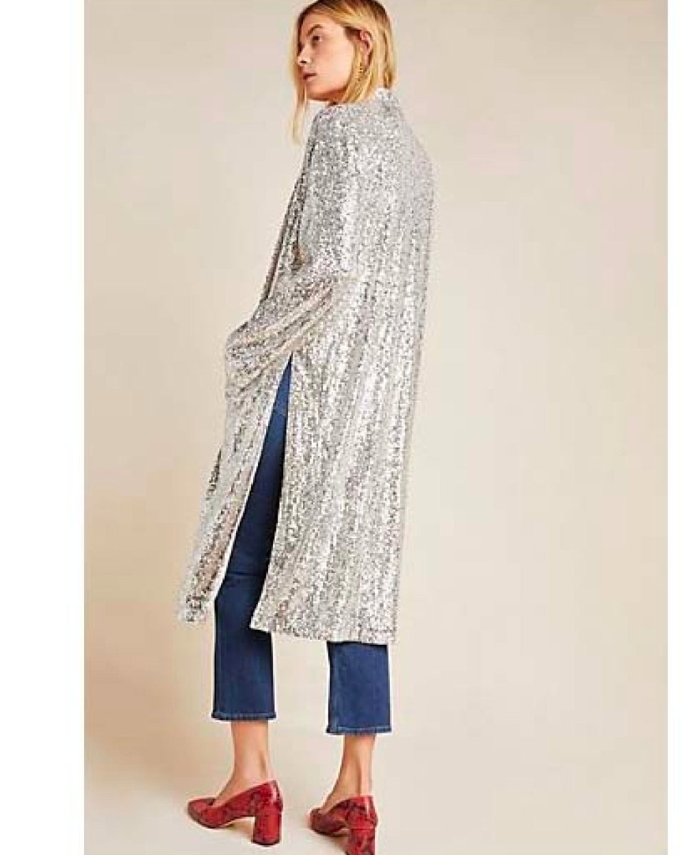 Sequin Show Stopper Duster Silver - miamidrugpossession