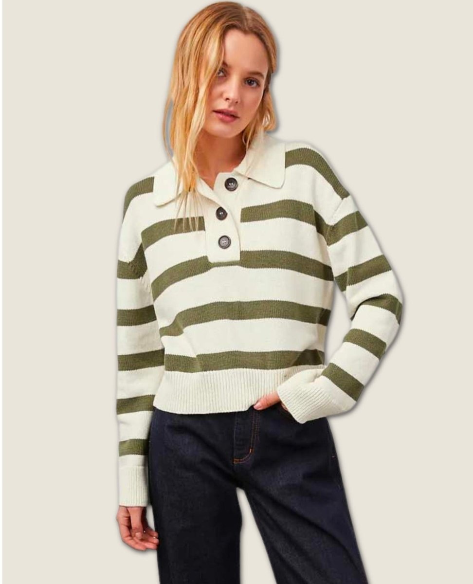 Shae Stripe Sweater Olive - clearpathherbicide