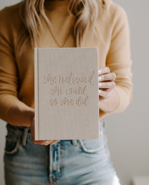 She Believed She Could Fabric Journal - miamidrugpossession