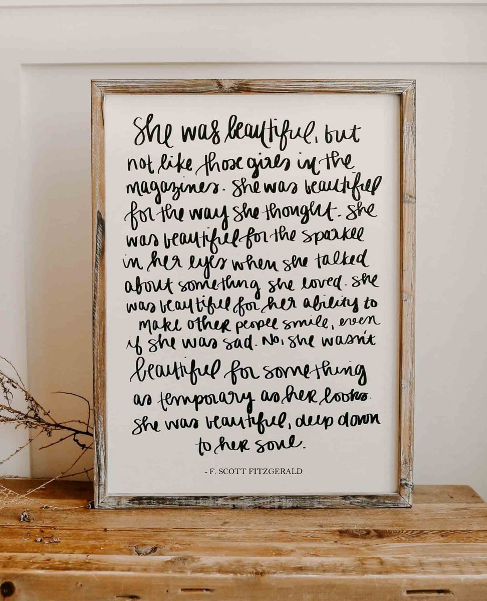 She Was Beautiful F. Scott Fitzgerald Quote Wood Sign 18x24 - miamidrugpossession