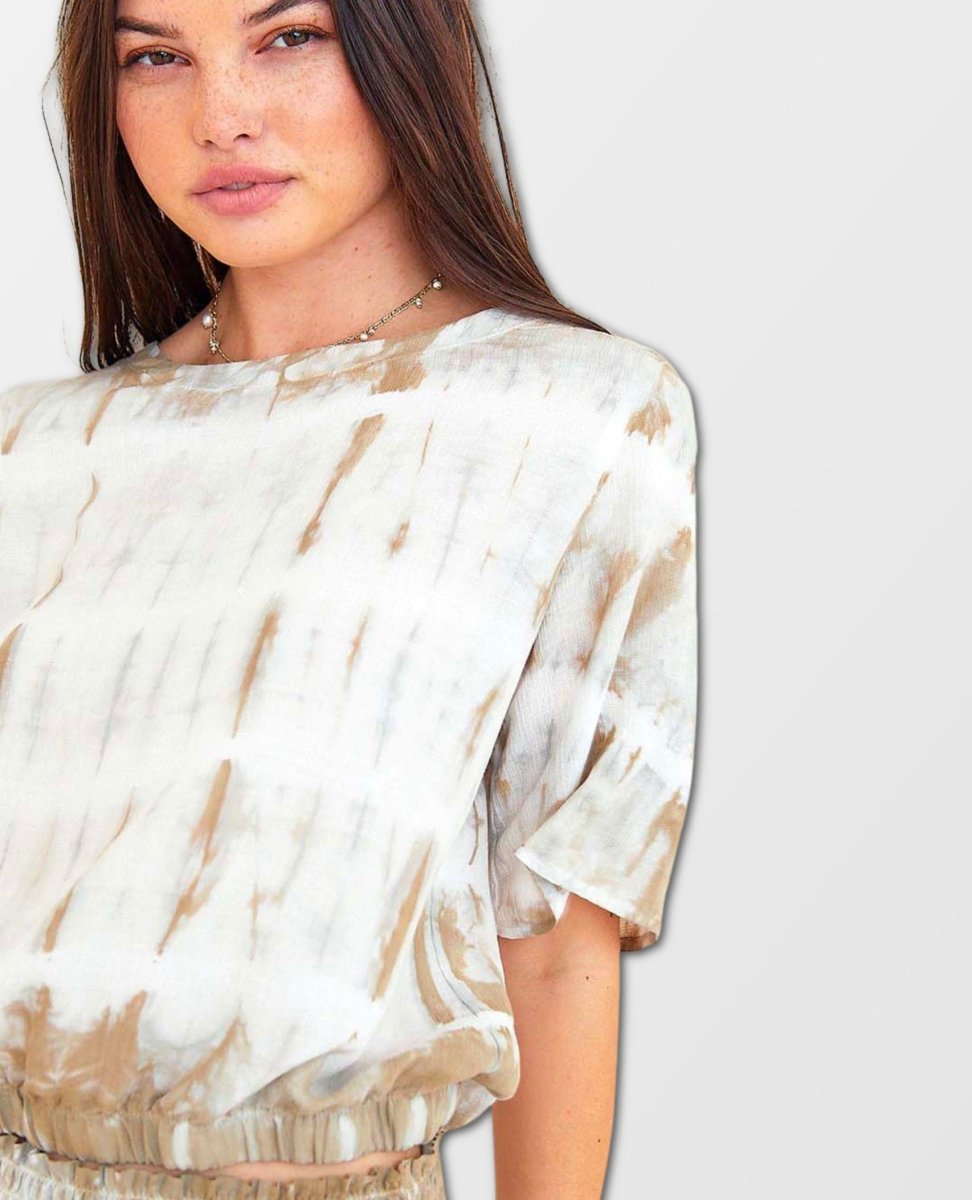 Short Sleeve Elastic Waist Top Dune Tie Dye - miamidrugpossession