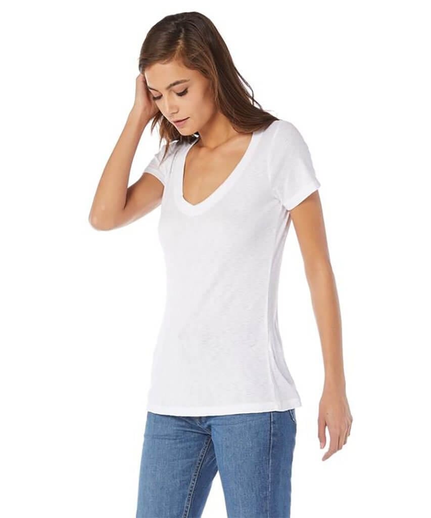 Short Sleeve V - Neck Tee, White - miamidrugpossession