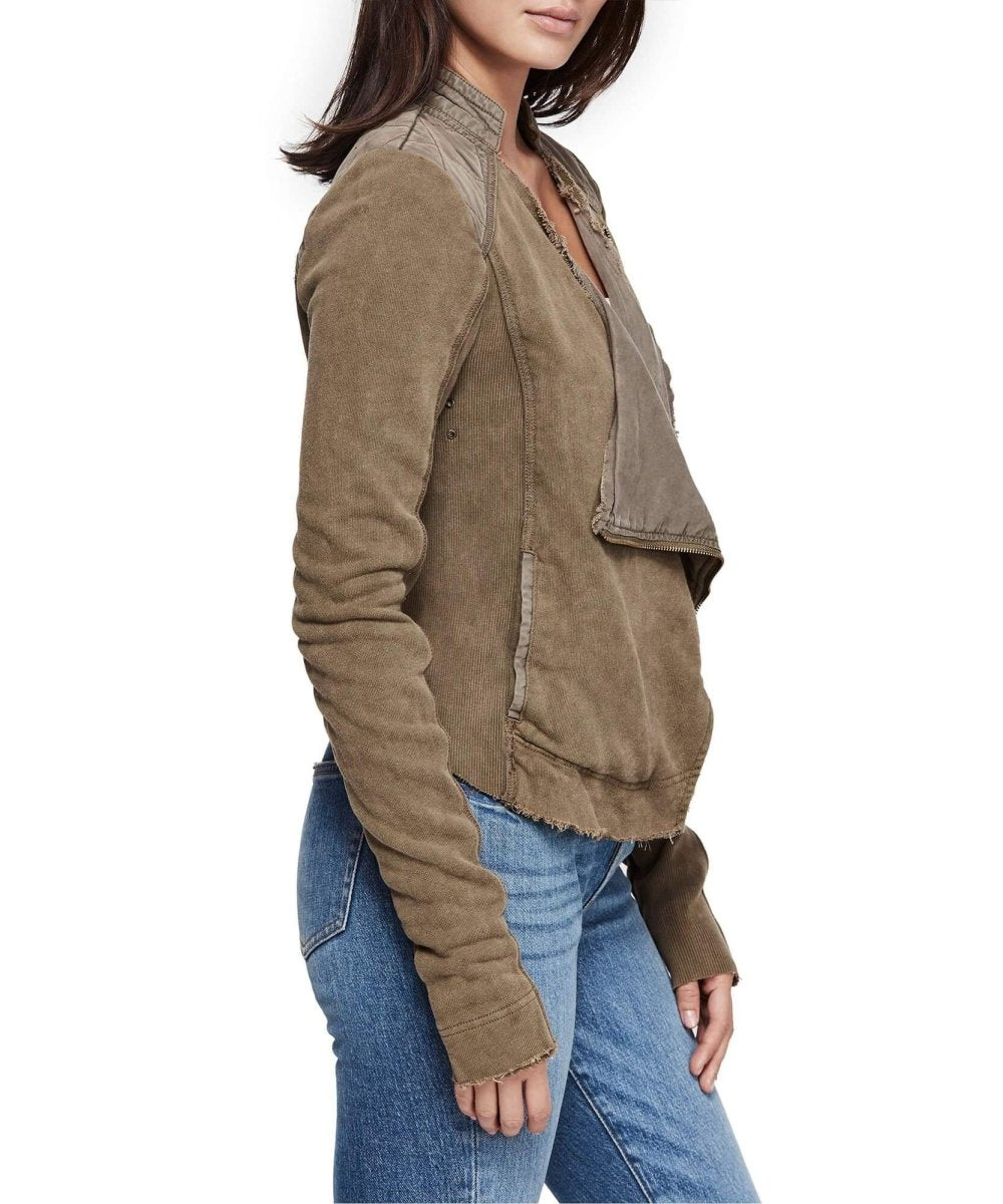 Shrunken Moto Jacket, Army - miamidrugpossession