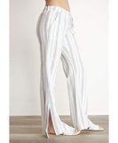 Side Slit Wide Leg Pant Marina Stripe - miamidrugpossession