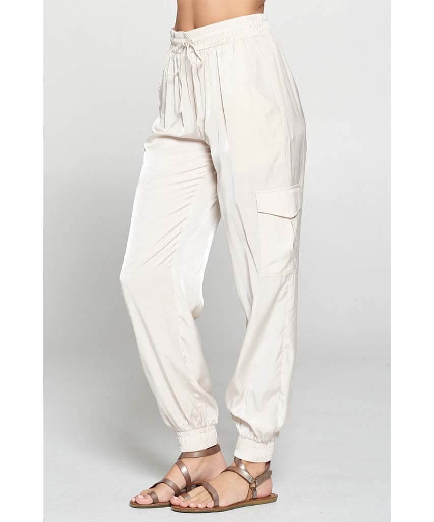 Silk Jogger Pant Oyster - miamidrugpossession