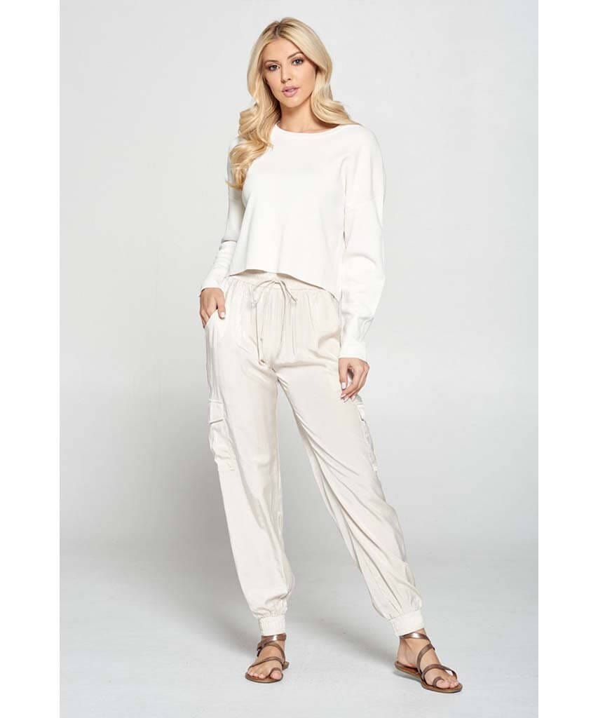 Silk Jogger Pant Oyster - miamidrugpossession