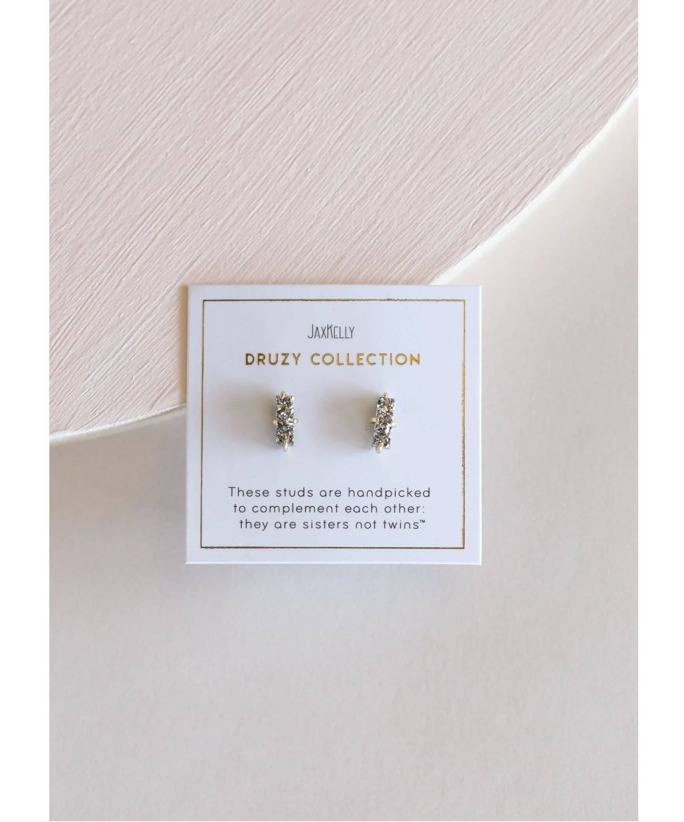 Silver Bar Druzy Earrings - PINK ARROWS