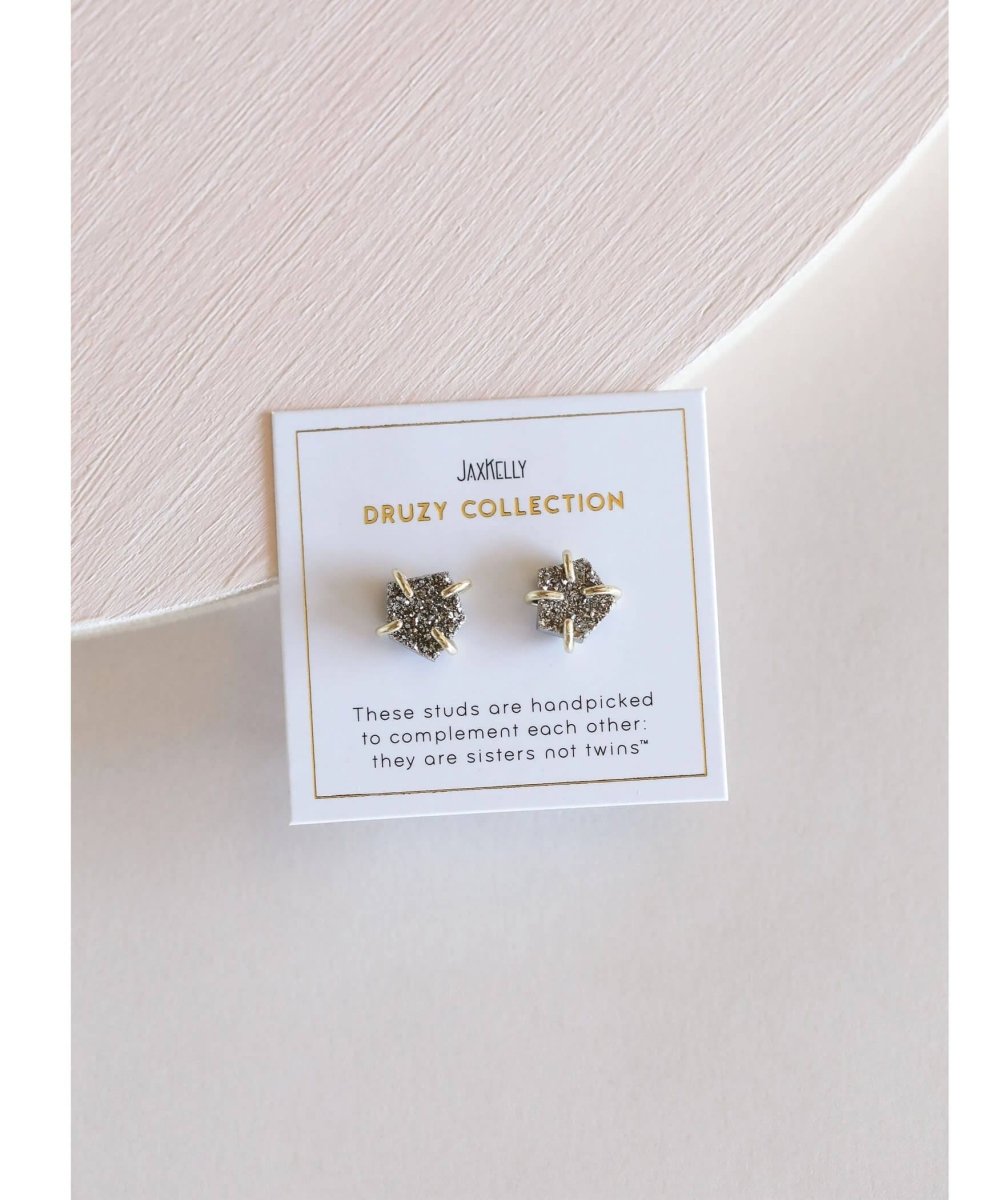 Silver Druzy Prong Earrings - clearpathherbicide