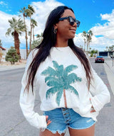 Simone Pullover Palm Graphic - miamidrugpossession