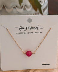 Simple Bead Necklace Punch Pink - PINK ARROWS