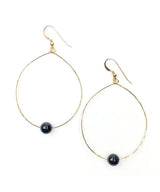 Simple Beaded Gold Modern Hoop Blue Goldstone - miamidrugpossession