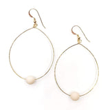 Simple Beaded Gold Modern Hoop Matte Beige Onyx - clearpathherbicide