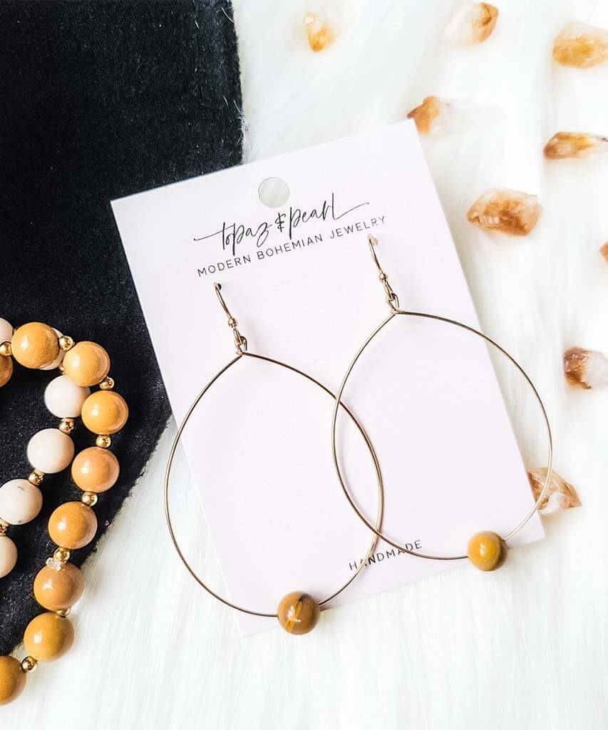 Simple Beaded Gold Modern Hoop Matte Mustard Mookait - clearpathherbicide