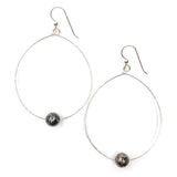 Simple Beaded Modern Silver Hoop Gold Flake Pyrite - clearpathherbicide