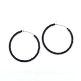 Simple Solid Seed Bead Hoops Black - miamidrugpossession