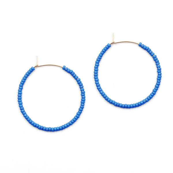 Simple Solid Seed Bead Hoops Blue - clearpathherbicide