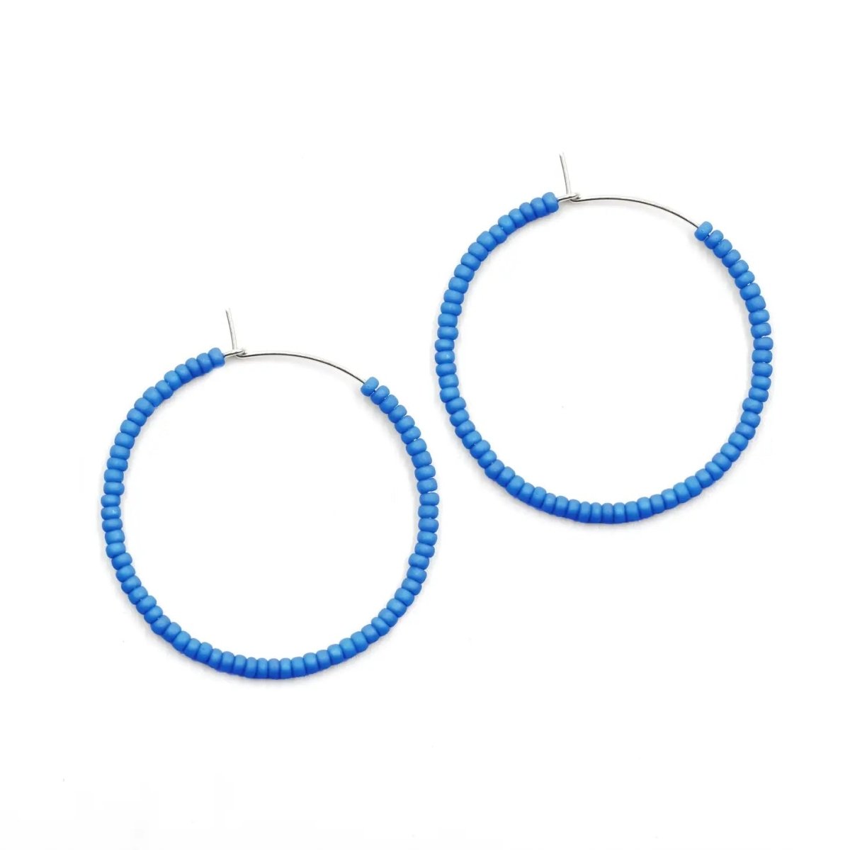 Simple Solid Seed Bead Hoops Blue - miamidrugpossession