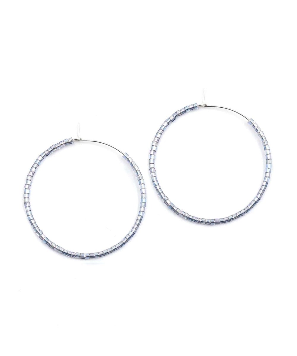 Simple Solid Seed Bead Hoops Blue Sterling - clearpathherbicide