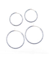 Simple Solid Seed Bead Hoops Blue Sterling - miamidrugpossession