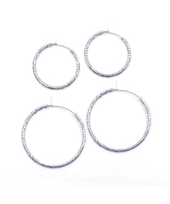 Simple Solid Seed Bead Hoops Blue Sterling - clearpathherbicide