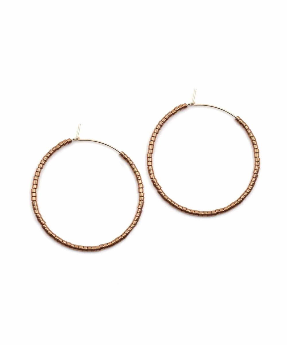 Simple Solid Seed Bead Hoops Bronze 14k Gold Fill - miamidrugpossession