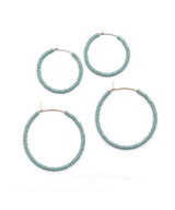 Simple Solid Seed Bead Hoops Turquoise Sterling - miamidrugpossession