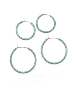 Simple Solid Seed Bead Hoops Turquoise Sterling - clearpathherbicide