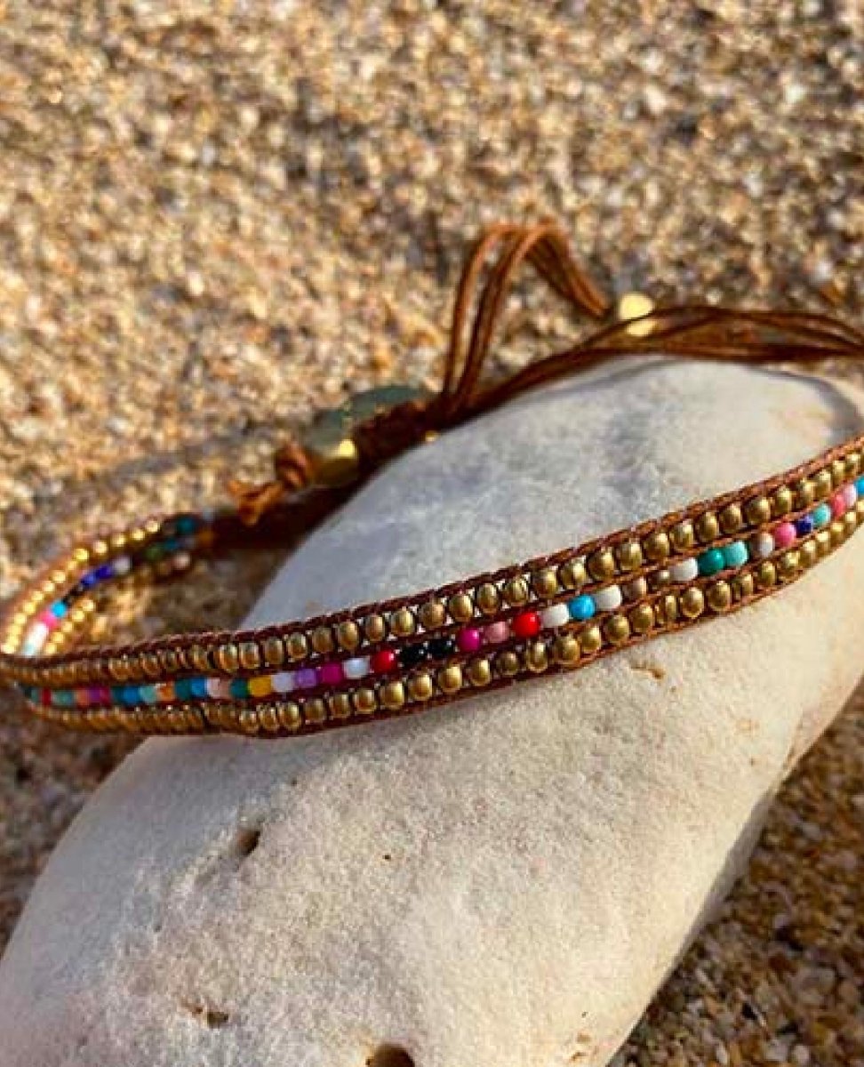 Skinny Gold Darjeeling Rainbow Bracelet - miamidrugpossession